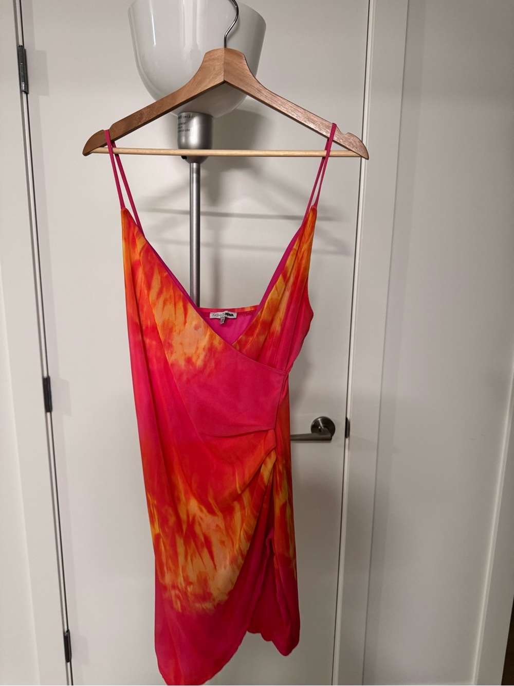 Fashion Nova Pink & Orange Tie-Dye Slip Mini Dress